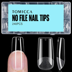 Bout d'ongles demi-matte TOMICCA, ensemble 240 pièces pour extensions à faire soi-même.
