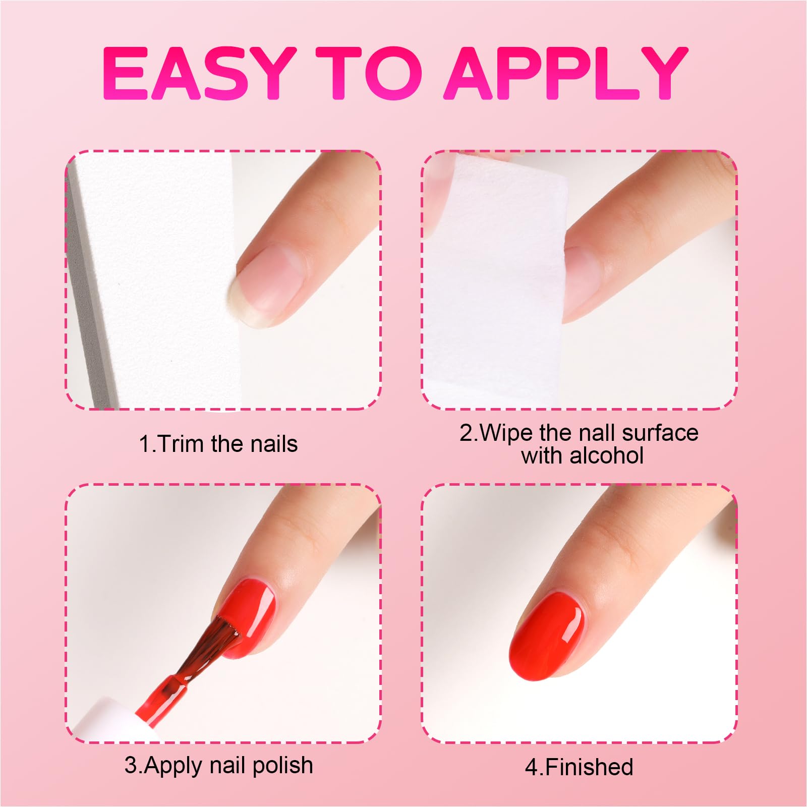 Démaquillage facile avec dissolvant standard pour changer rapidement de couleur.