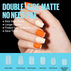 Embouts extra-short TOMICCA adaptés aux ongles courts pour un aspect naturel.