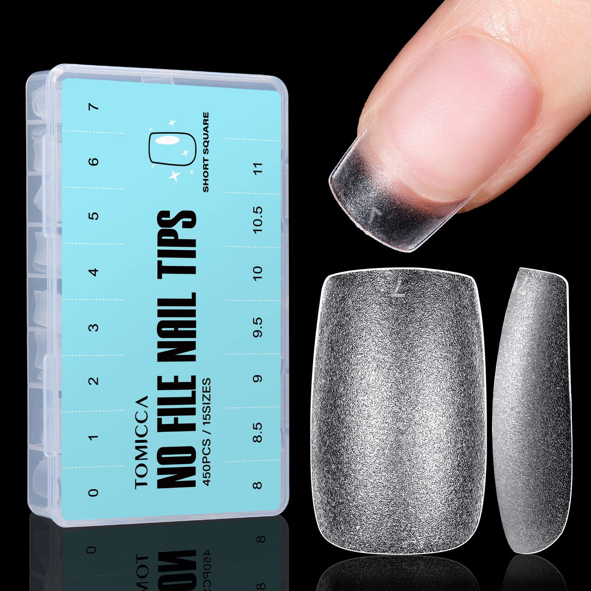TOMICCA embouts forme coffin matte double-face, faciles à poser pour usage à domicile.