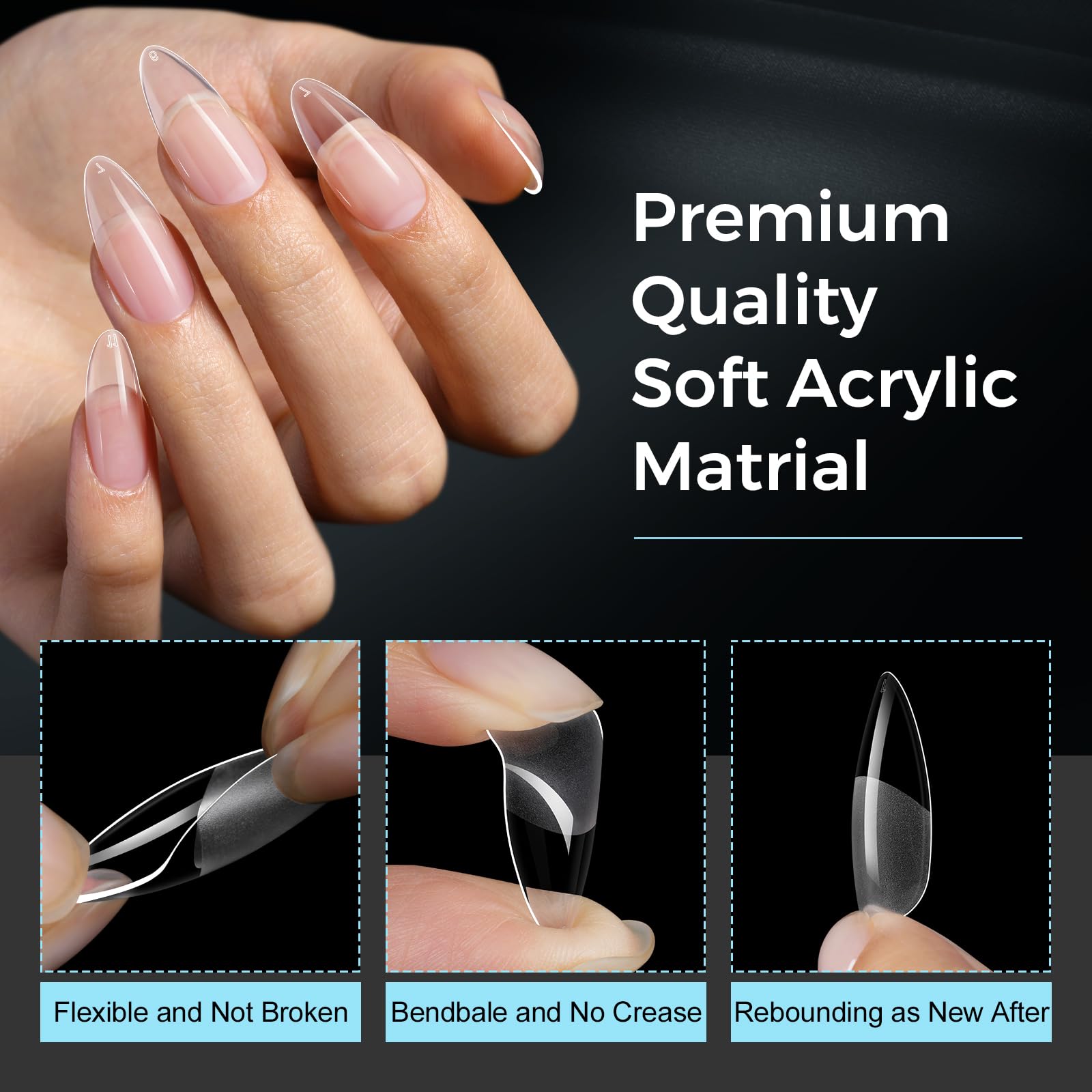 TOMICCA extensions gel amande 12 tailles numérotées — ajustement rapide.