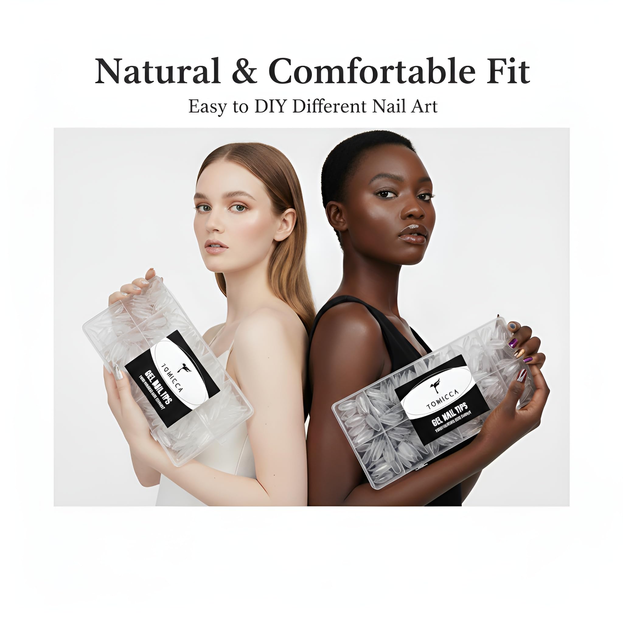TOMICCA extensions gel clair amande moyen — ajustement naturel et léger, idéal pour création d’ongles.