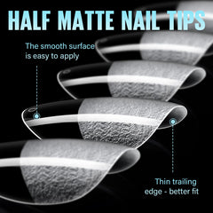 Ongles amande extra-short TOMICCA, 12 tailles pour ajustement précis.