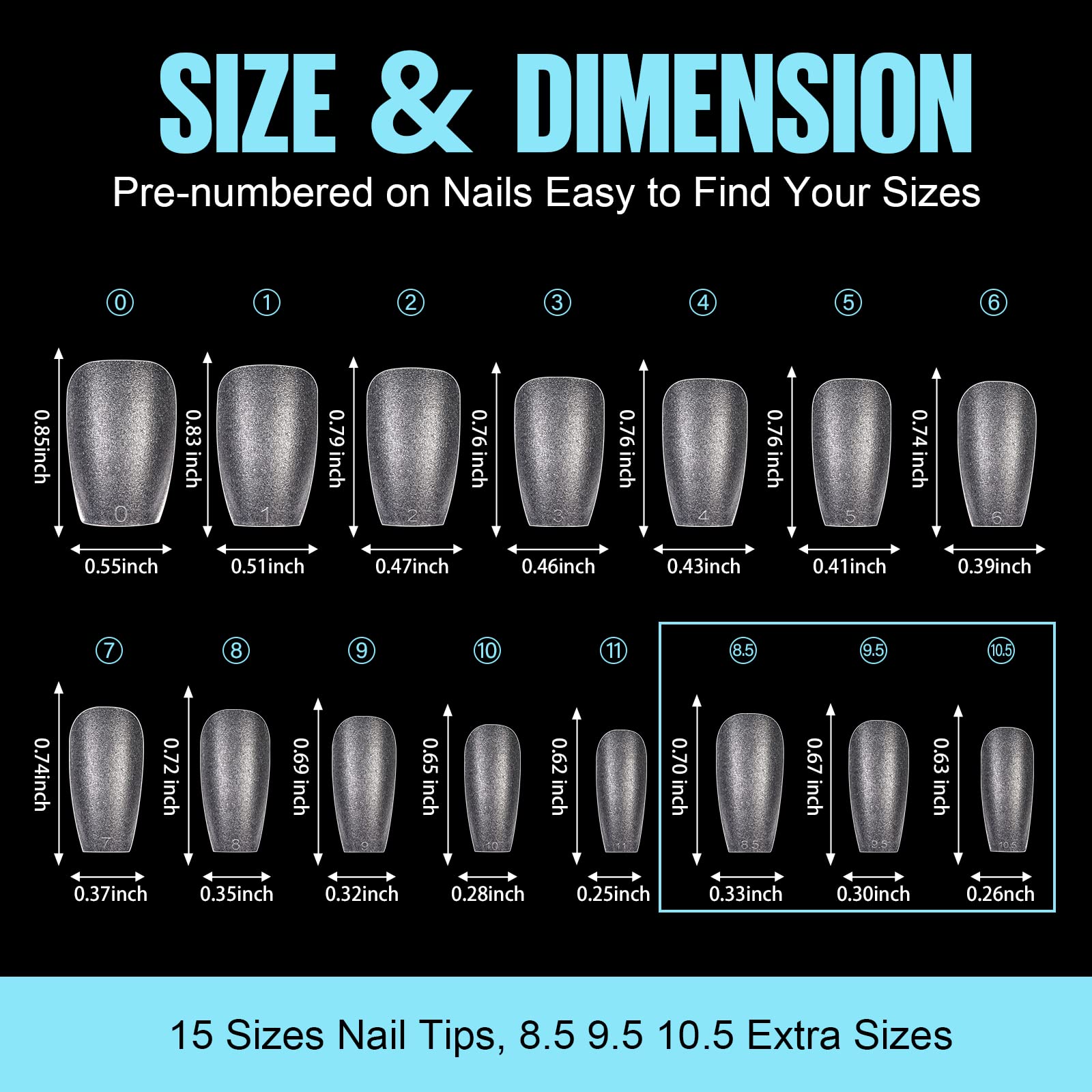 TOMICCA ongles pré-formés faciles à poser sans retouche.