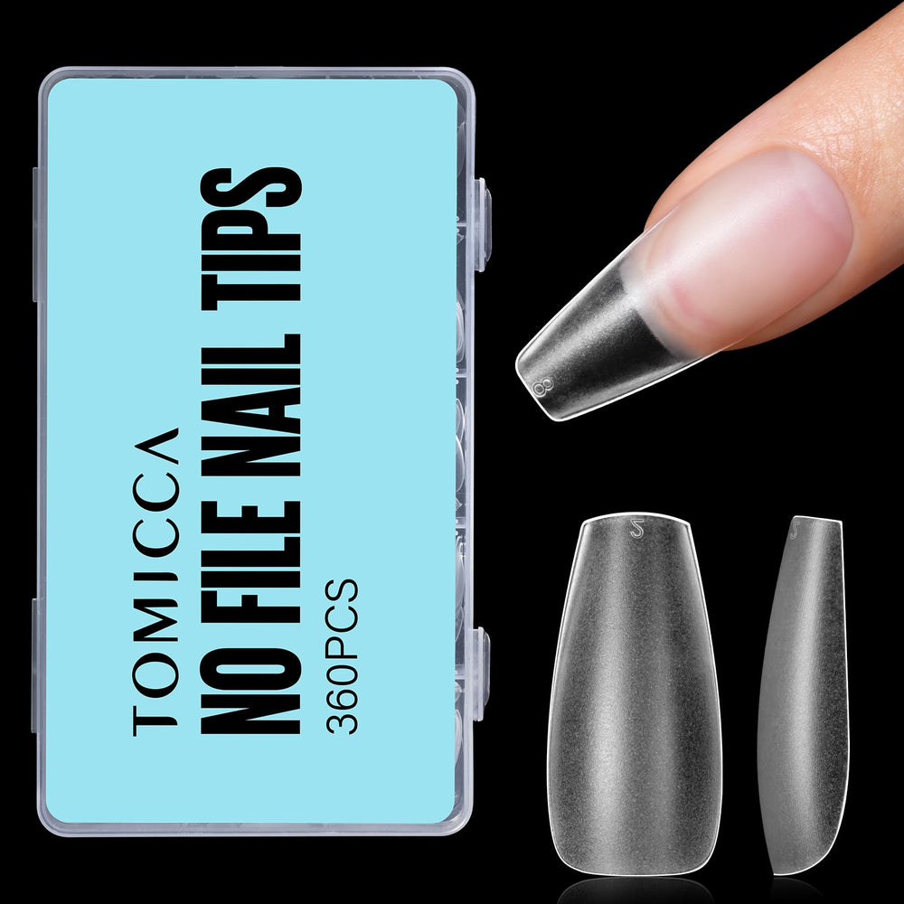 TOMICCA embouts d’ongles cercueil moyen, 360 pièces, sans polissage nécessaire.