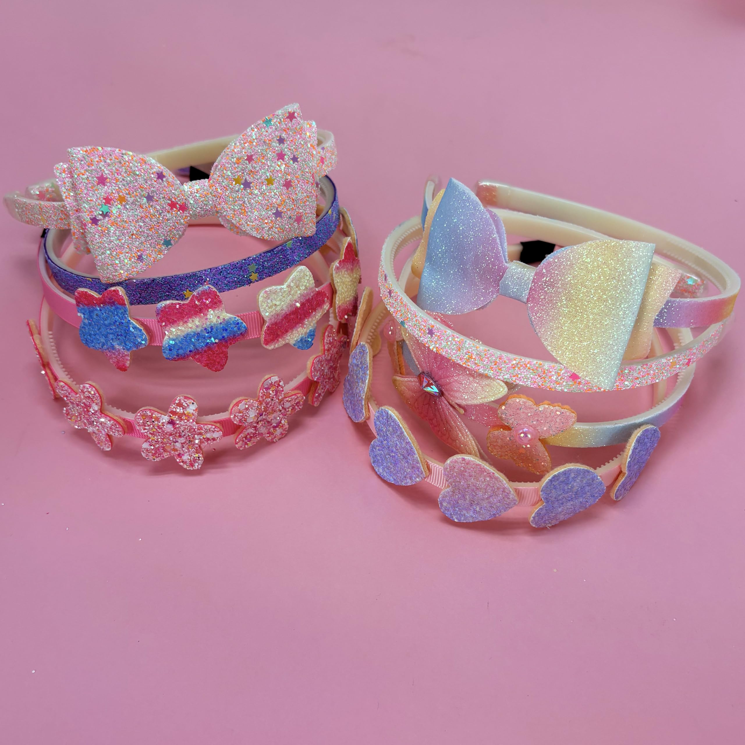 Bandeau Tomolucky Direct arc-en-ciel avec paillettes, parfait pour fête ou séance photo.