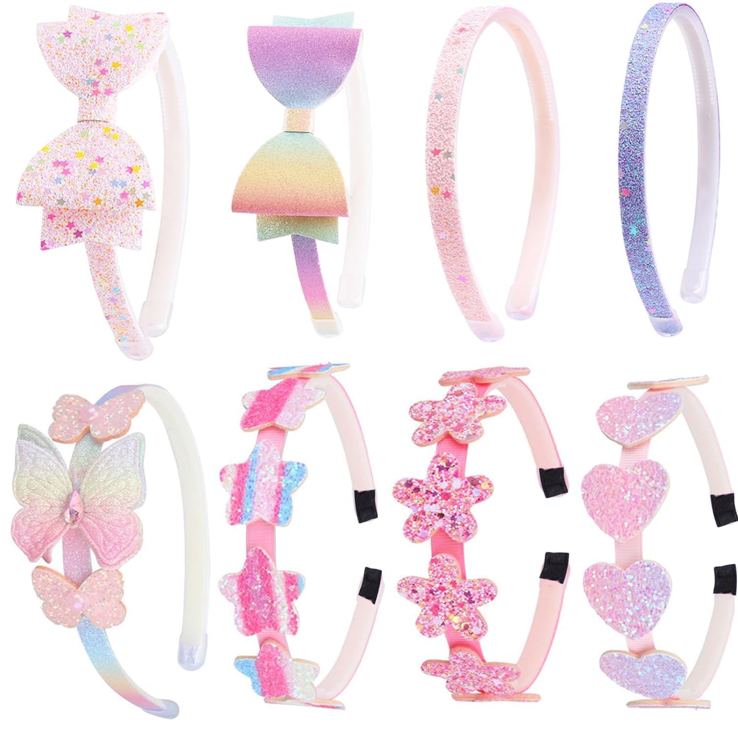 Bandeau Tomolucky Direct scintillant avec cœurs et étoiles, parfait pour sorties festives.