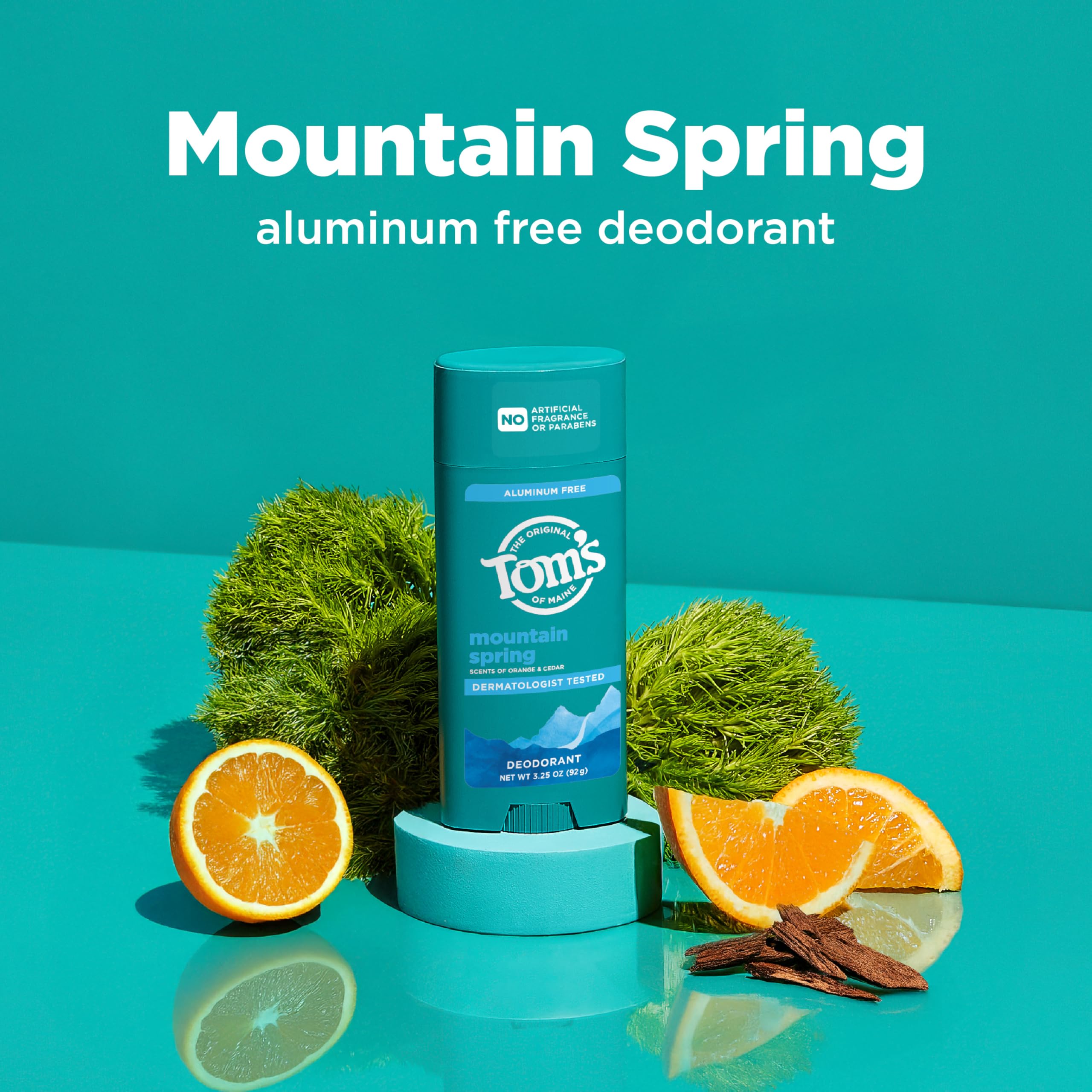Tom’s of Maine Mountain Spring déodorant bâton-glisse douce pour la peau.