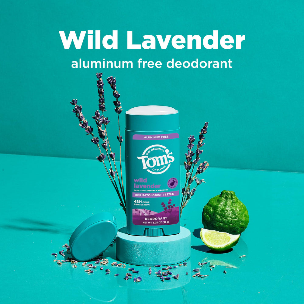 Tom’s of Maine baton-deodorant lavande-sauvage, application discrète et durable.