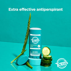 Brand logo on packaging of Tom’s of Maine cucumber aloe antiperspirant