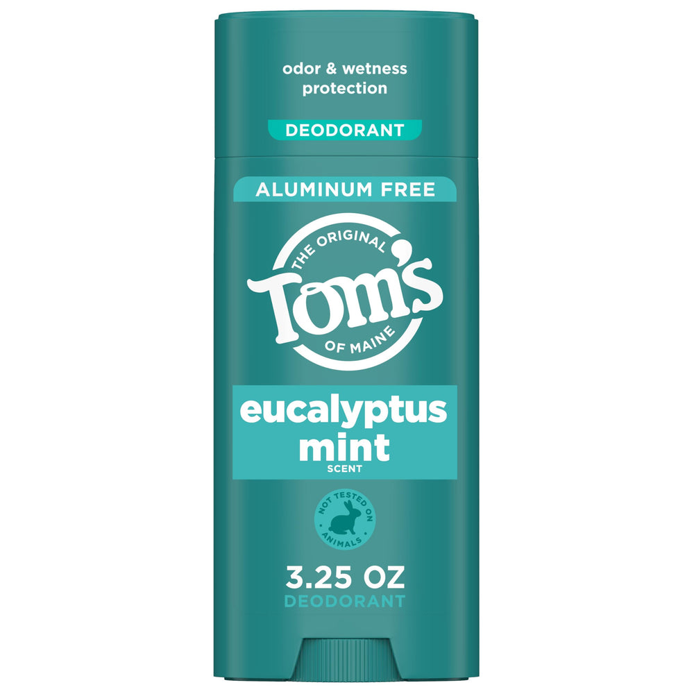 Tom's of Maine Déodorant Eucalyptus Mint en stick, parfum frais et vivifiant.