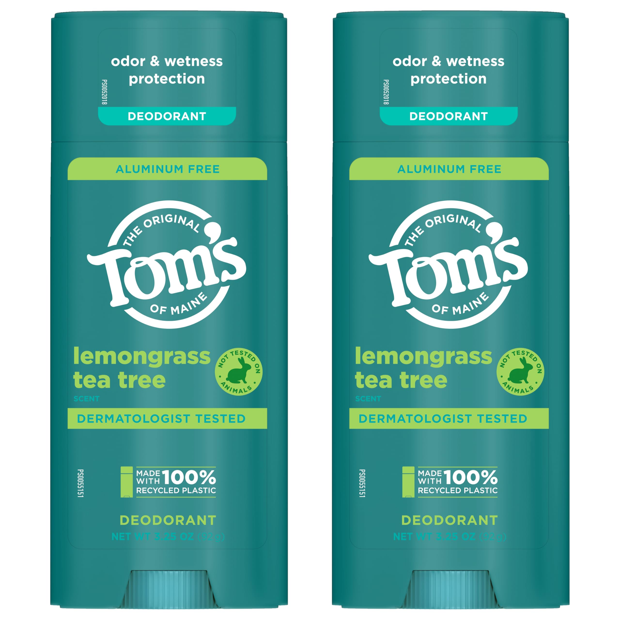 Natural ingredients imagery associated with Tom's of Maine Lemongrass Tea Tree deodorant.