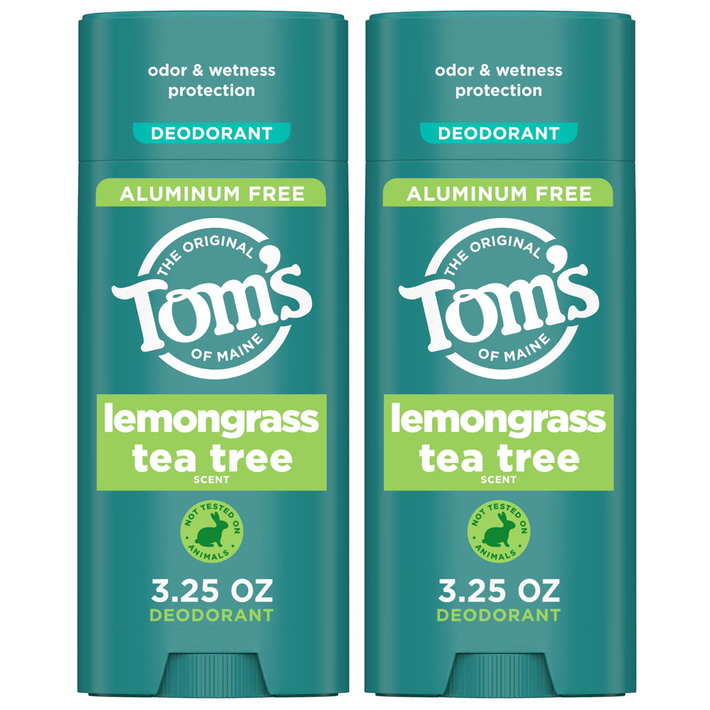 Tom's of Maine Lemongrass Tea Tree deodorant stick with clear glide.