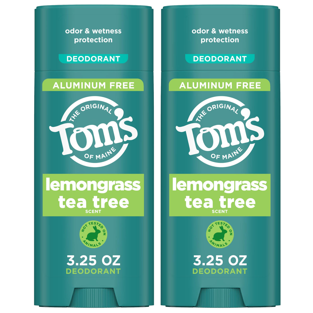Tom's of Maine Lemongrass Tea Tree deodorant stick with clear glide.