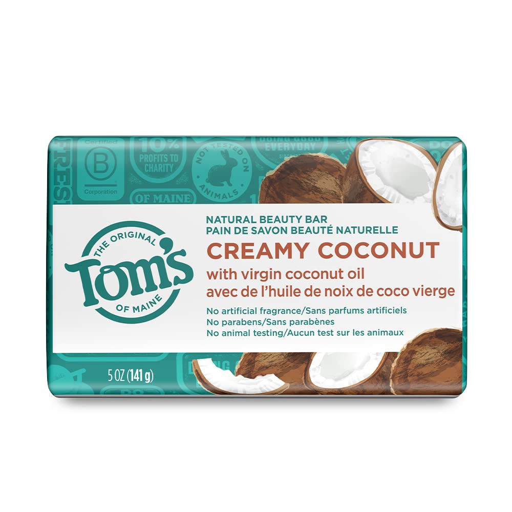 Savon barre Tom's of Maine coco crémeux, nettoie en douceur.