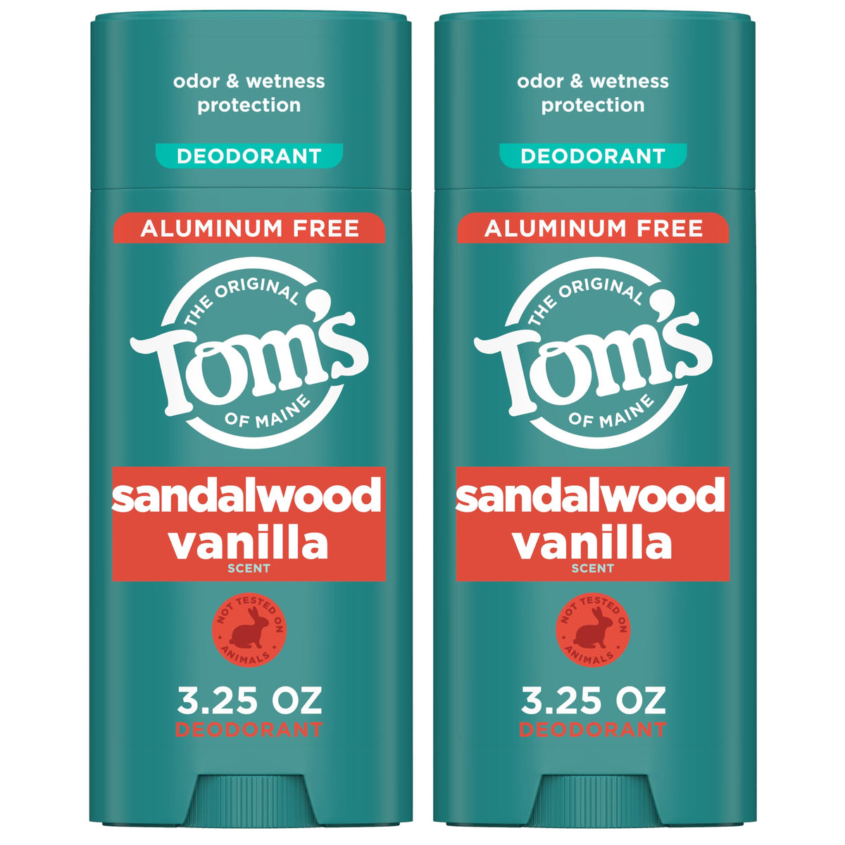 Tom's of Maine déodorant Santal Vanille en stick pour une fraîcheur durable.