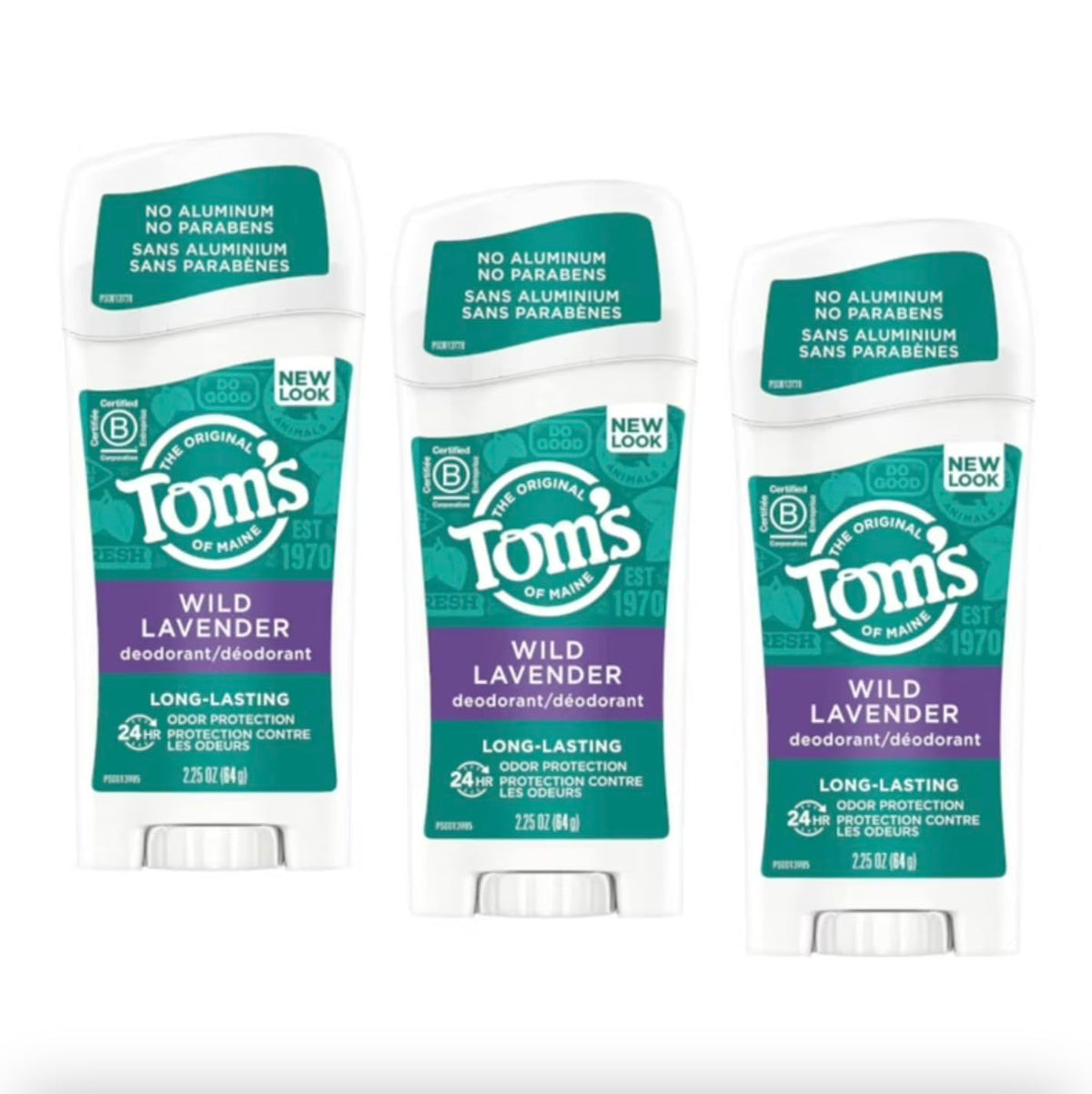 Tom's of Maine Déodorant Lavande Sauvage lot de 3 pour une fraîcheur durable.