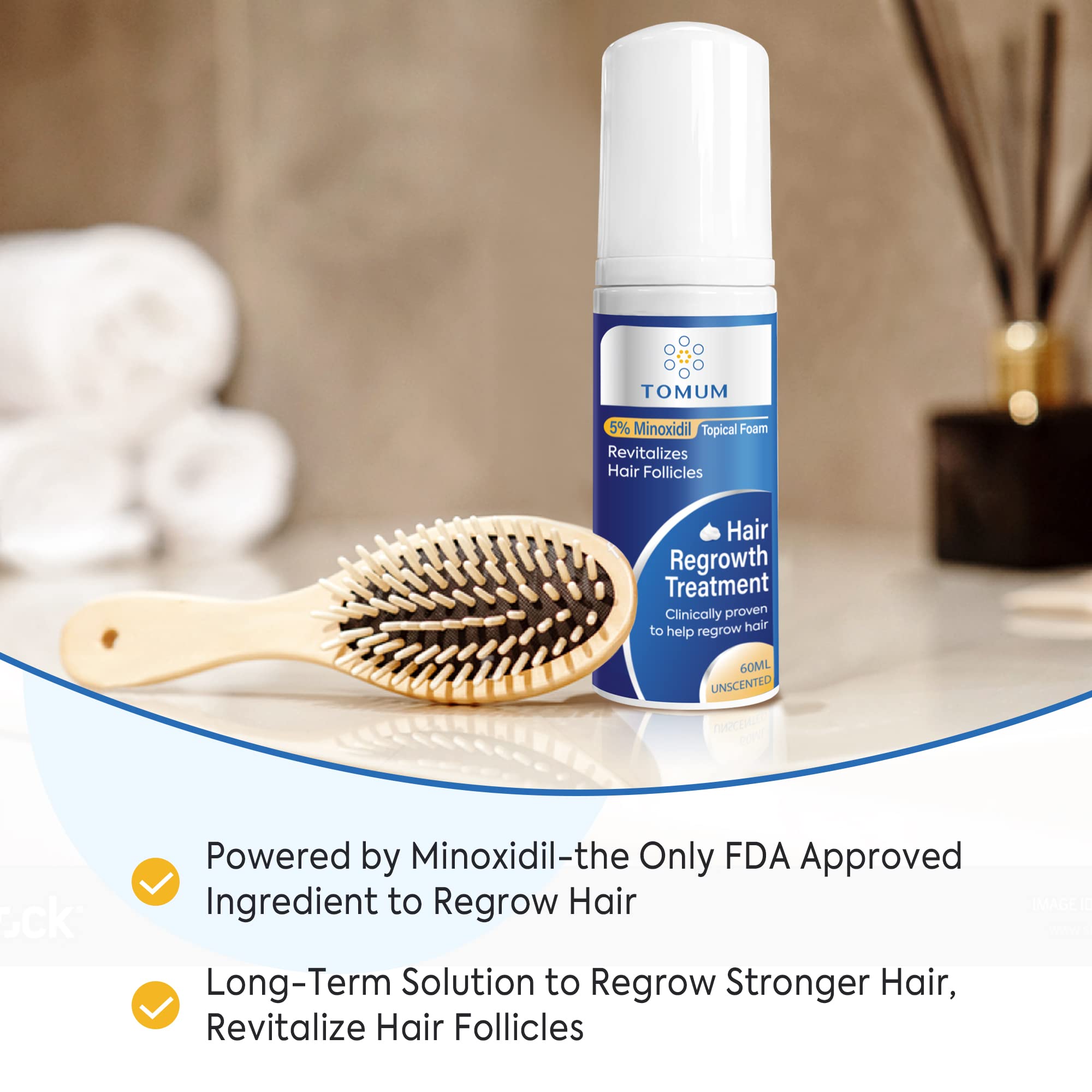 Tomum Minoxidil Mousse – application sans résidu sur le cuir chevelu