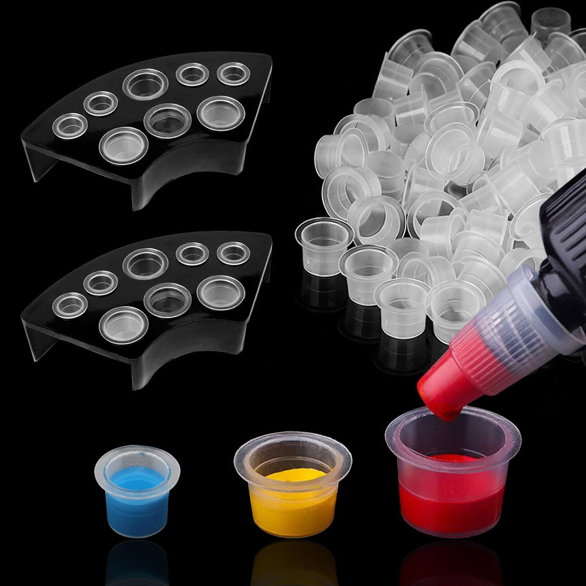TONBAO caps encre tatouage 600pcs, ensemble pratique pour tailles S/M/L.