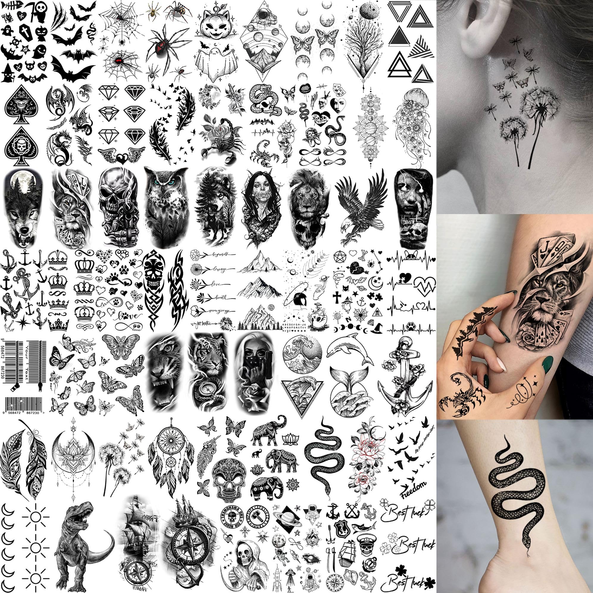 Toneoldshu tatouages temporaires Ancre et compas: style marin pour été ou fête sur plage