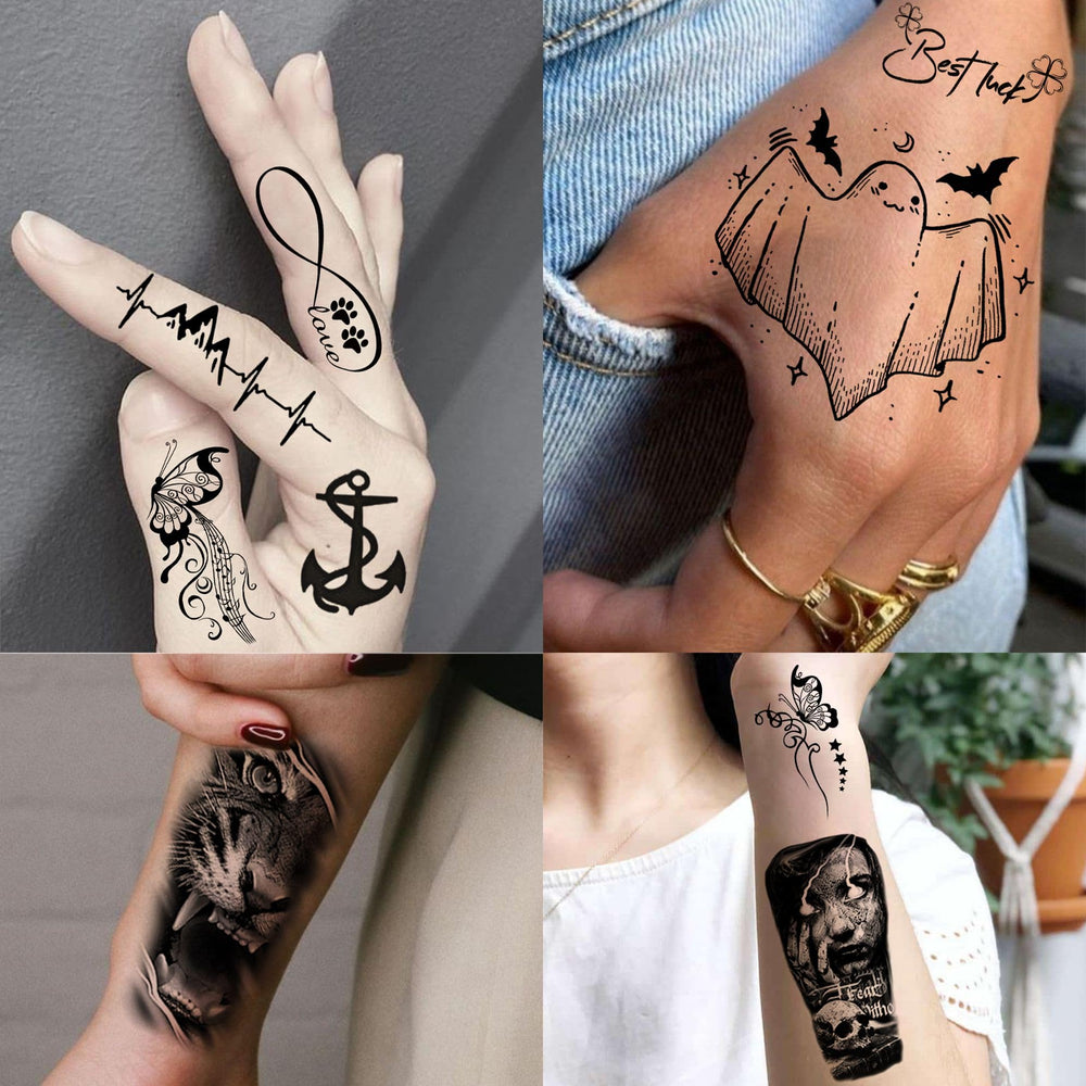 Toneoldshu tatouages temporaires Motifs abstraits et lettres: personnalisation rapide pour fête