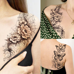 Motifs demi-bras floraux noirs par Toneoldshu, style audacieux pour les bras.