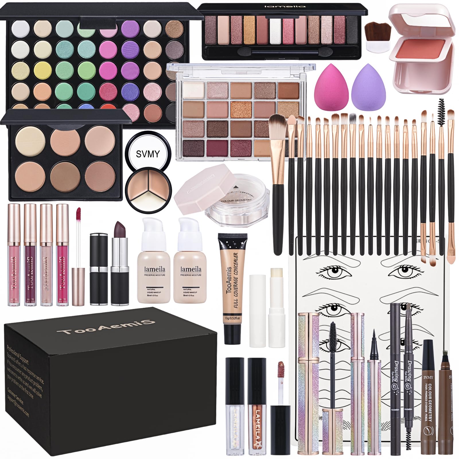 Coffret TooAemiS avec palette d'ombres à 16 couleurs pour des regards variés.
