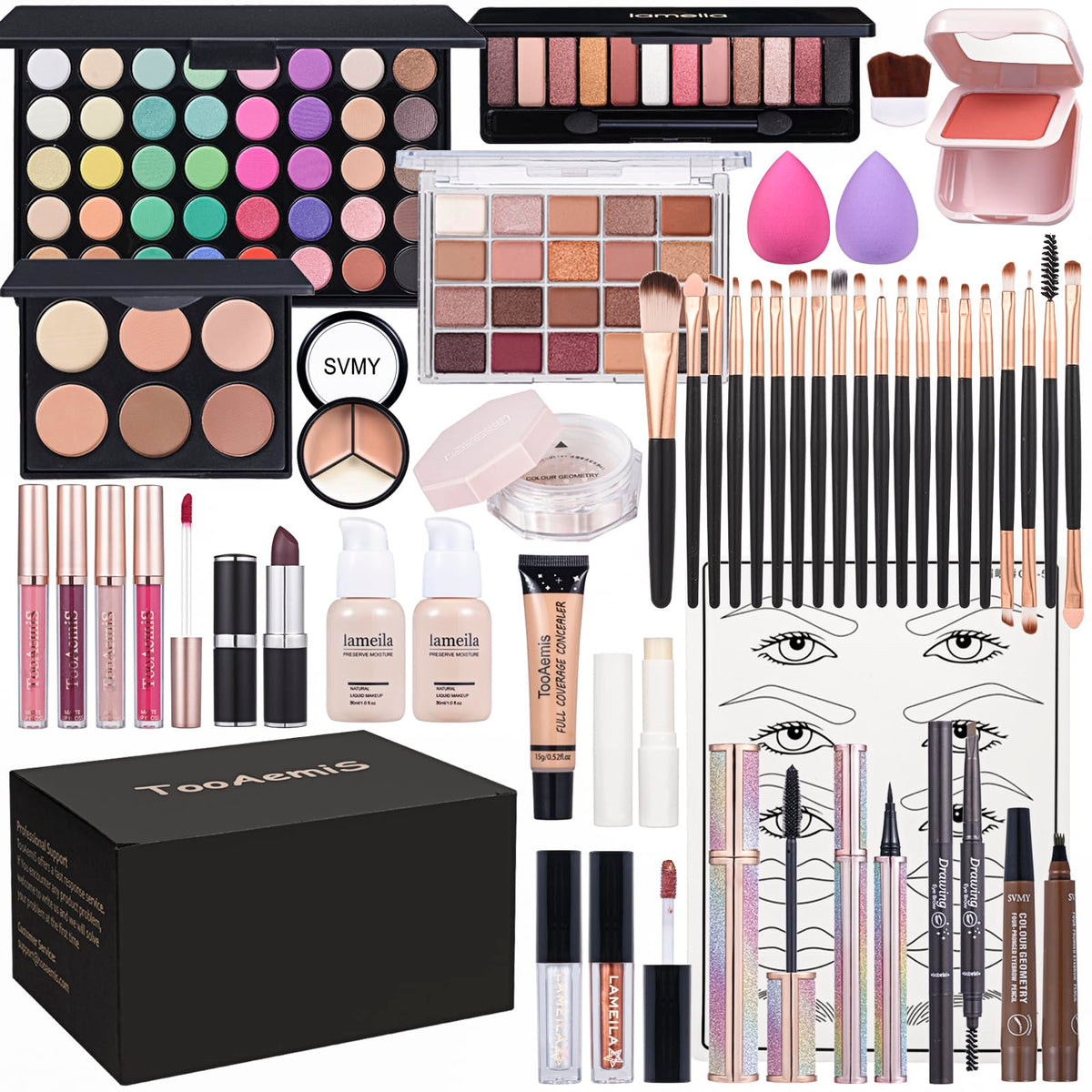 Coffret TooAemiS avec palette d'ombres à 16 couleurs pour des regards variés.