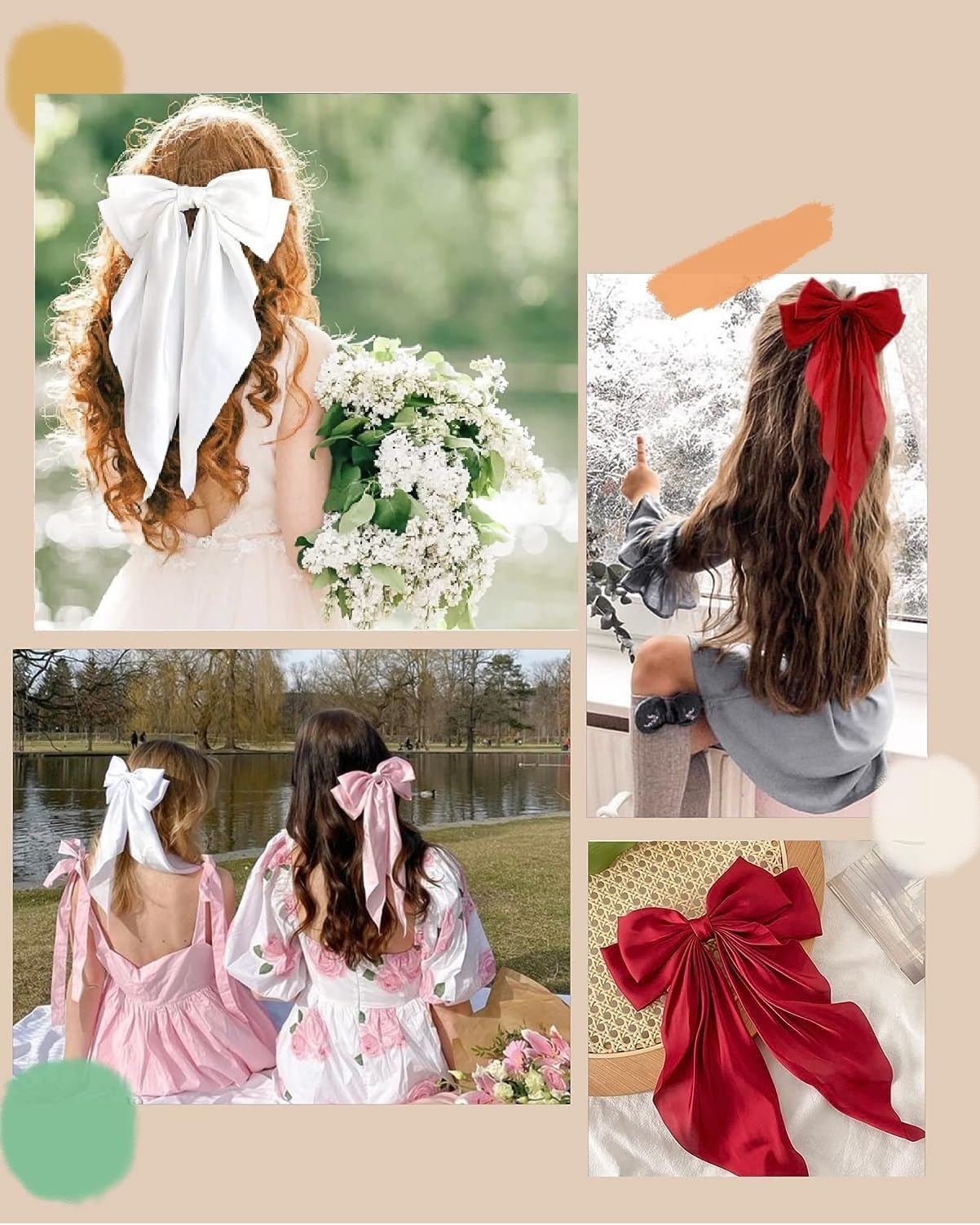 toobeffect noeud-coiffant rose, longue queue, look romantique garanti.