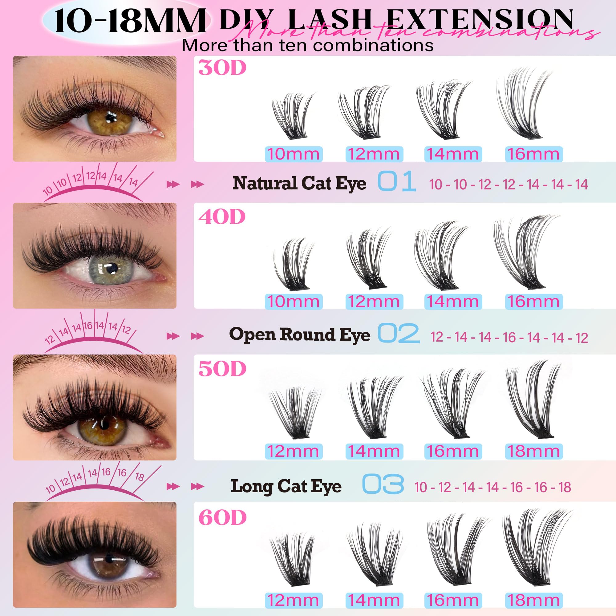 TOOCHUNAG amas d’extensions cils 30D-40D pour un look léger et quotidien.
