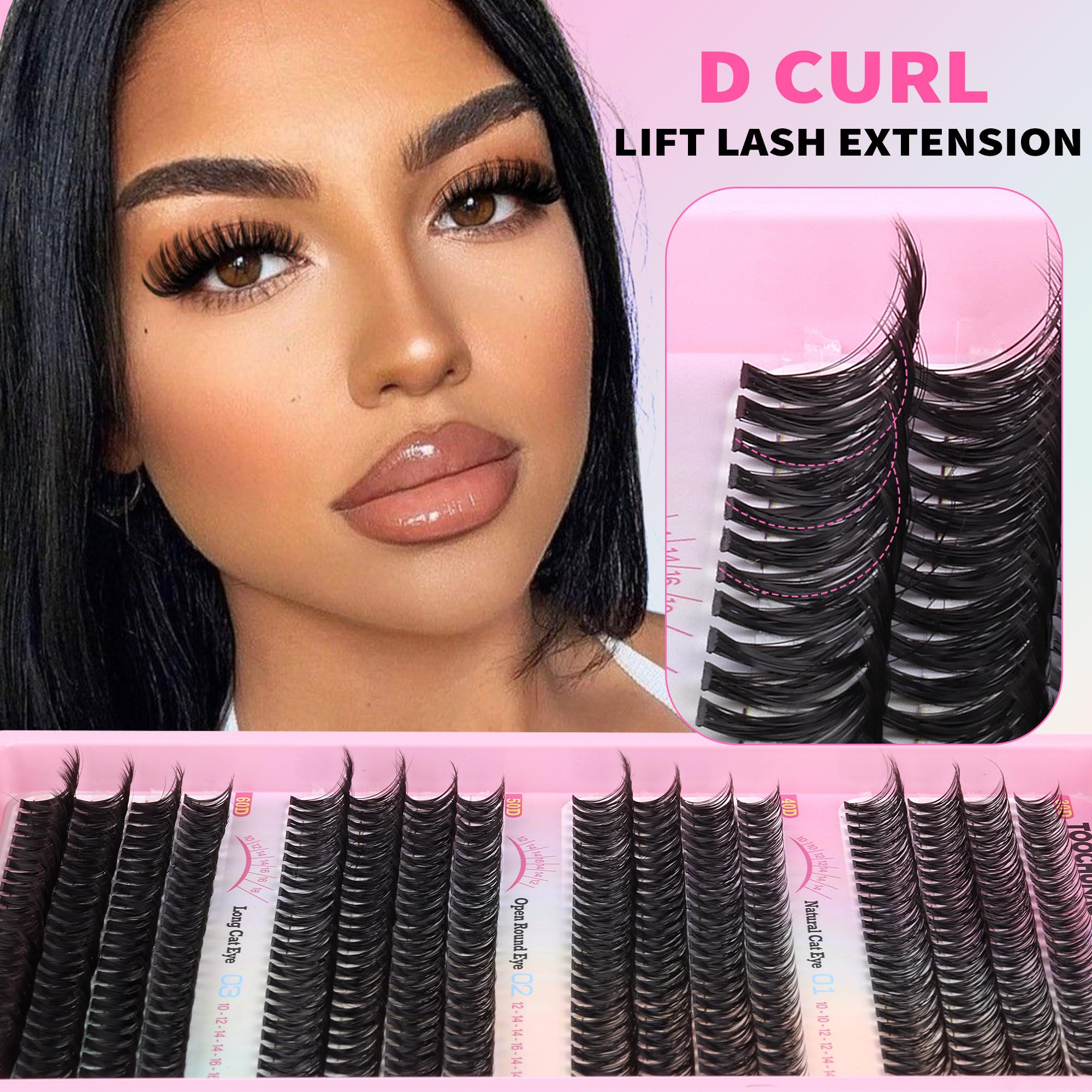 TOOCHUNAG amas d’extensions cils 50D-60D pour plus de densité et de volume.