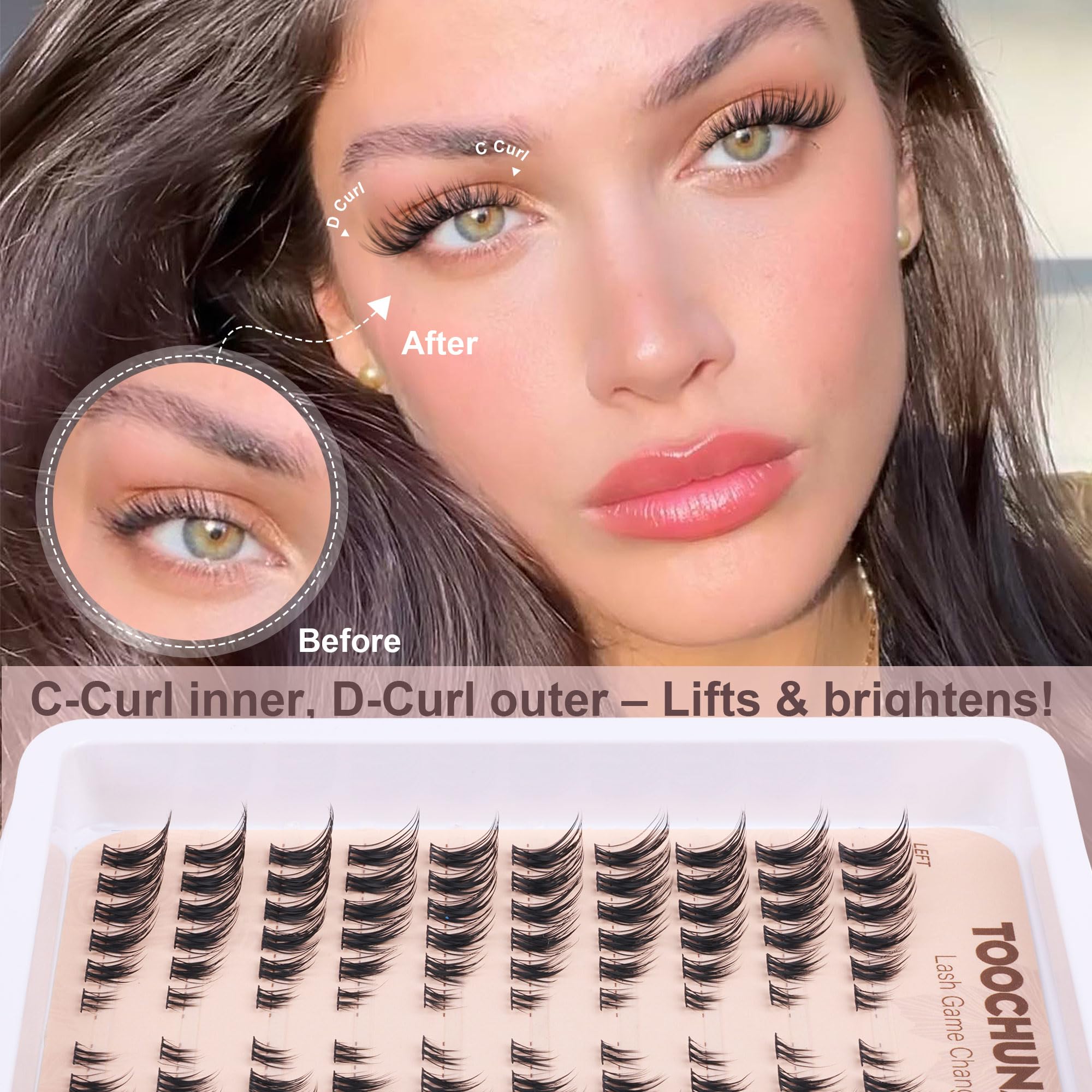 TOOCHUNAG cils clusters œil-chat, volume équilibré pour un regard profond et séduisant