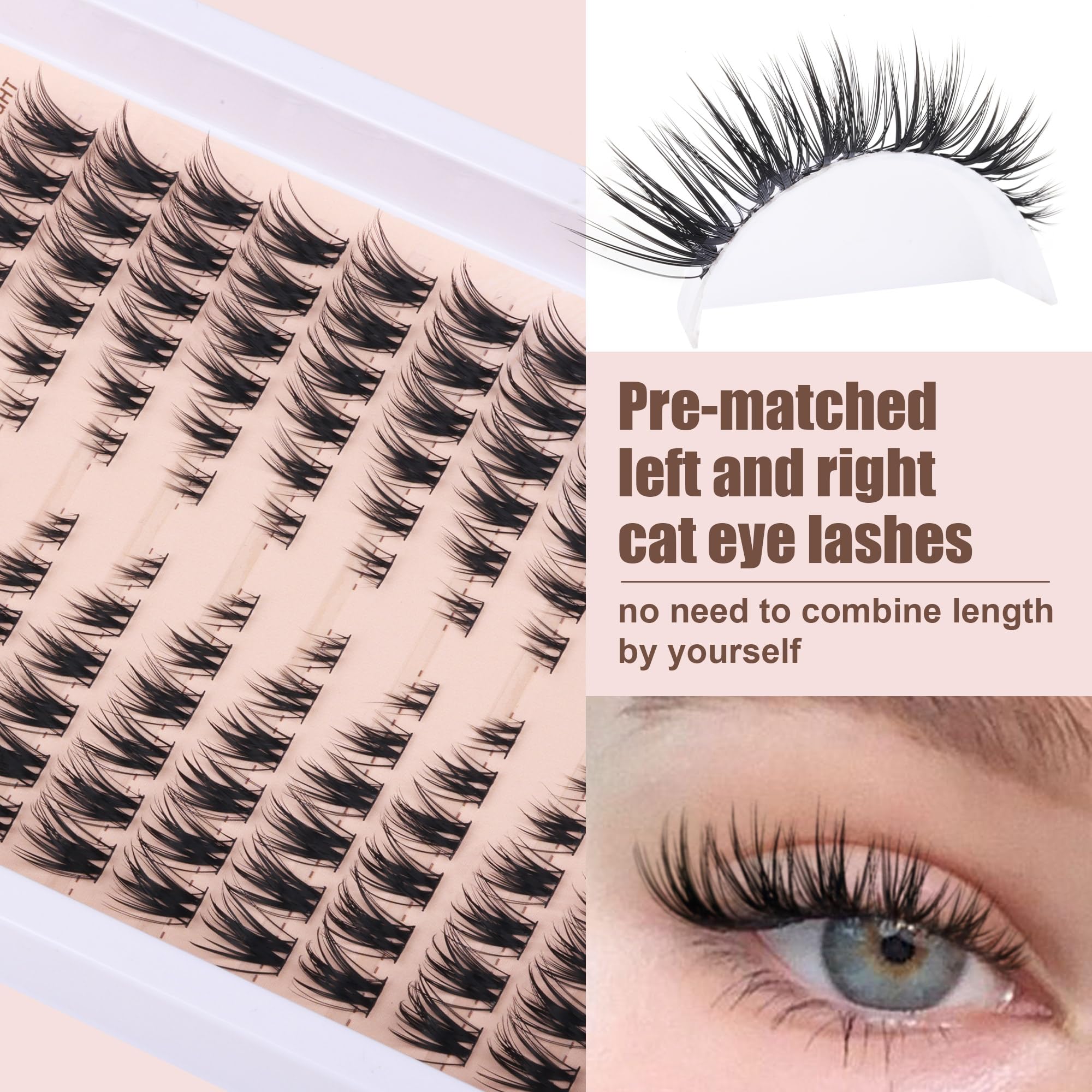 TOOCHUNAG cils clusters œil-chat, tenue longue durée pour une journée sans retouche