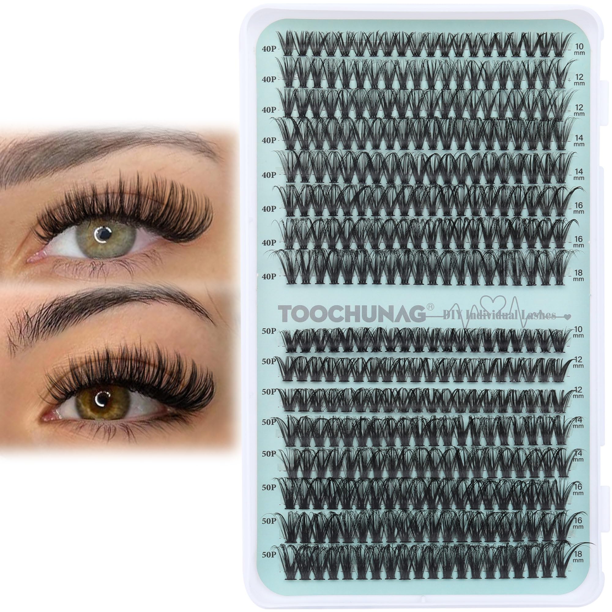 TOOCHUNAG cils en grappes 320 pour un regard volumineux et naturel