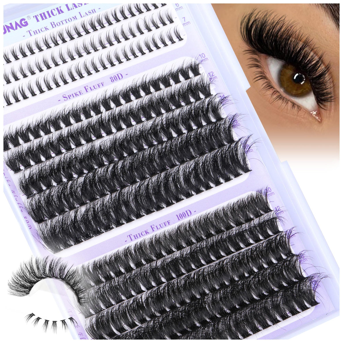 TOOCHUNAG cils en grappes haut et bas 80D/100D pour un regard volumineux et durable