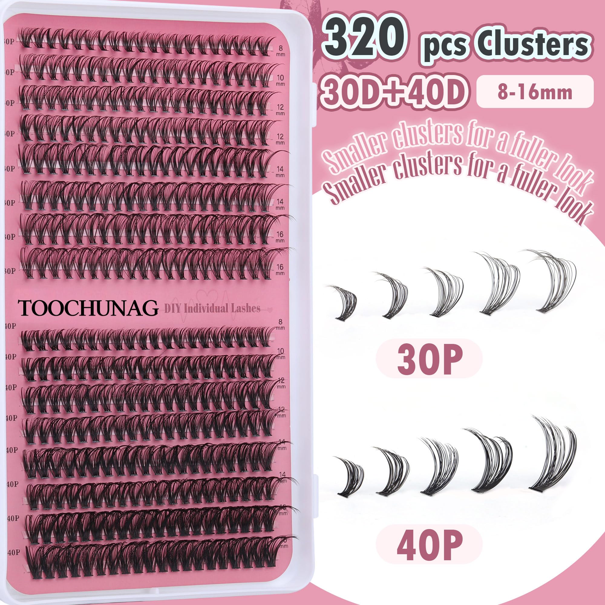 TOOCHUNAG cils naturels 8-16 mm pour un look équilibré et polyvalent.