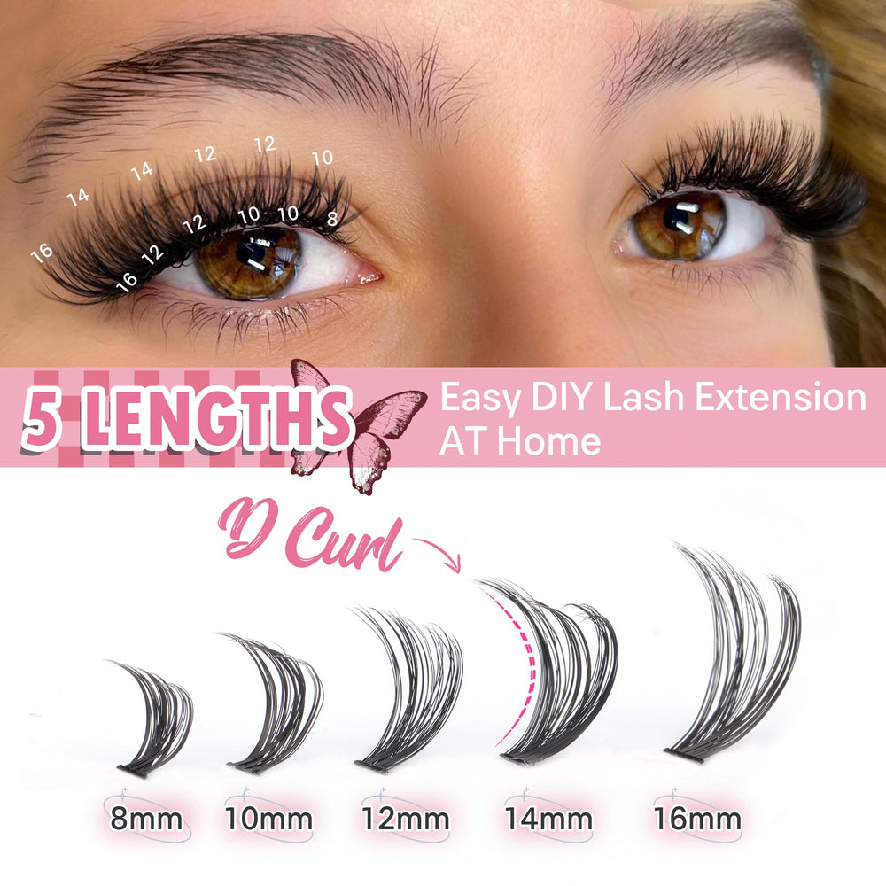 TOOCHUNAG clusters cils 30D et 40D avec boucles naturelles pour un regard subtil.