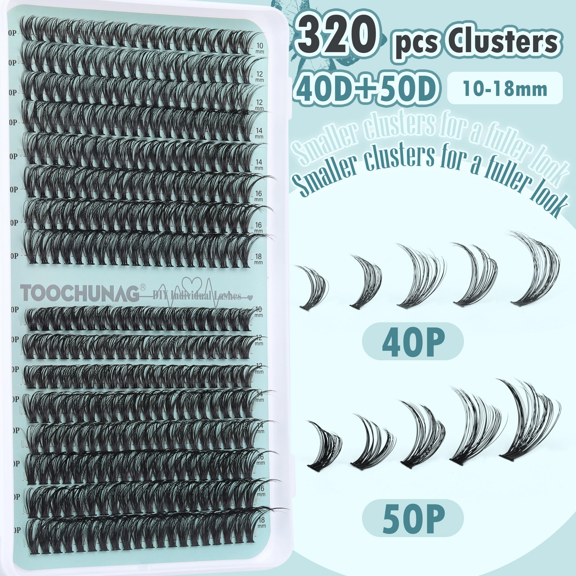 TOOCHUNAG extensions cils 40D+50D pour un style modulable