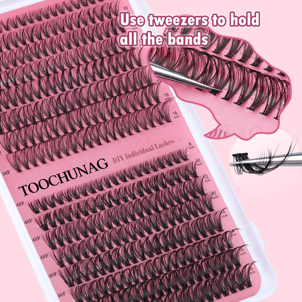 TOOCHUNAG extensions cils boucles D pour un effet volumineux et élégant.