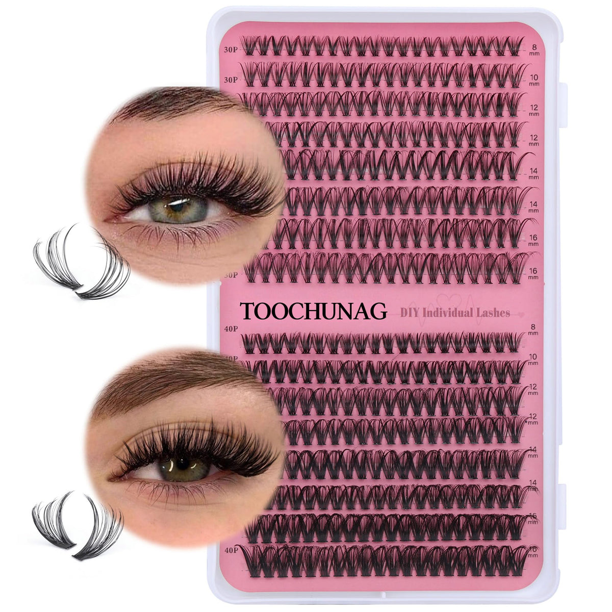 TOOCHUNAG extensions cils ensemble 320 pièces pour une application à domicile facile.
