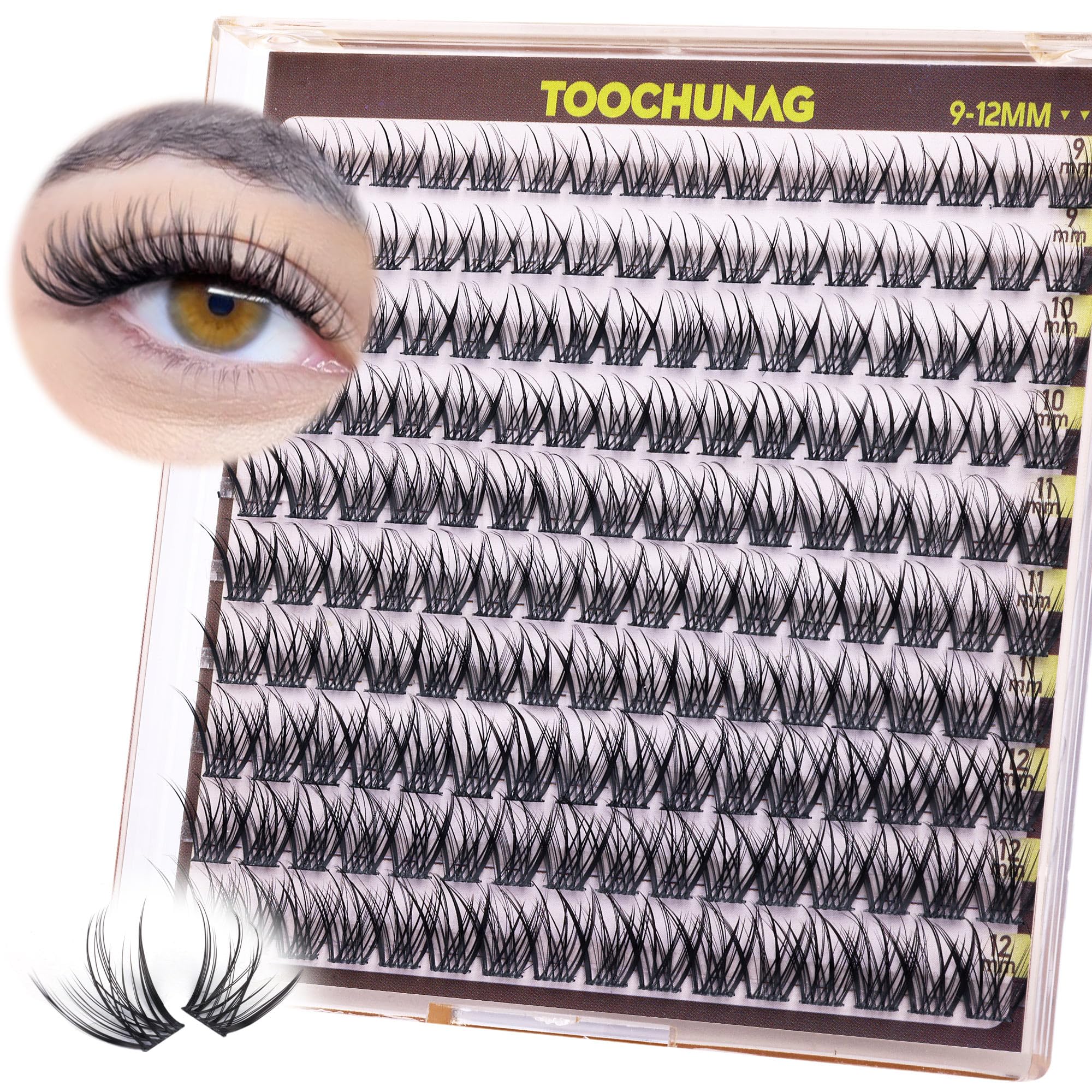TOOCHUNAG groupements de cils Fairy 9-12mm pour effet naturel.