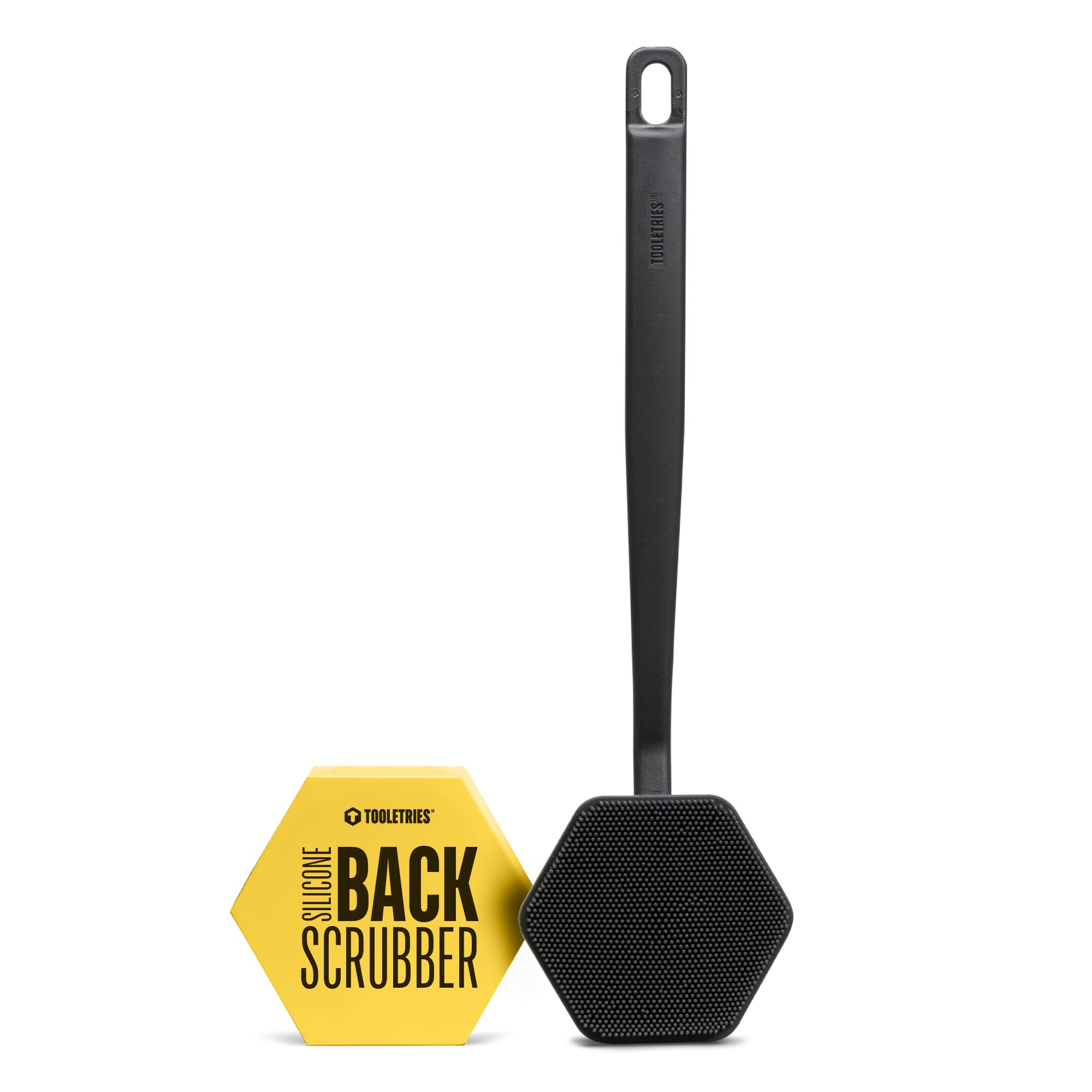 TOOLETRIES brosse-dos en silicone exfoliante charbon pour un dos propre et lisse