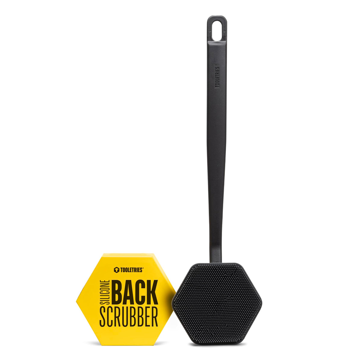 TOOLETRIES brosse-dos en silicone exfoliante charbon pour un dos propre et lisse