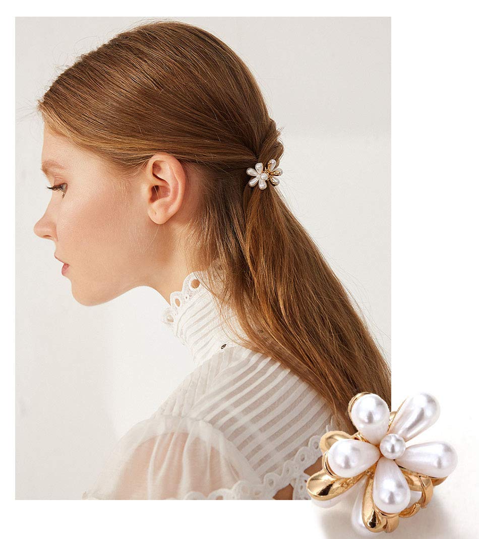 Toolzeen barrettes perles artificielles or accessoire chic pour soirée.