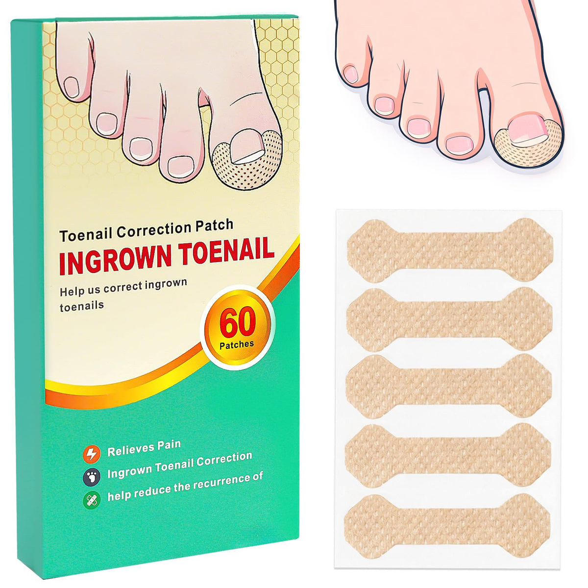 ToeRelix – bandes pour ongle incarné, soulage les bords et offre un confort quotidien.