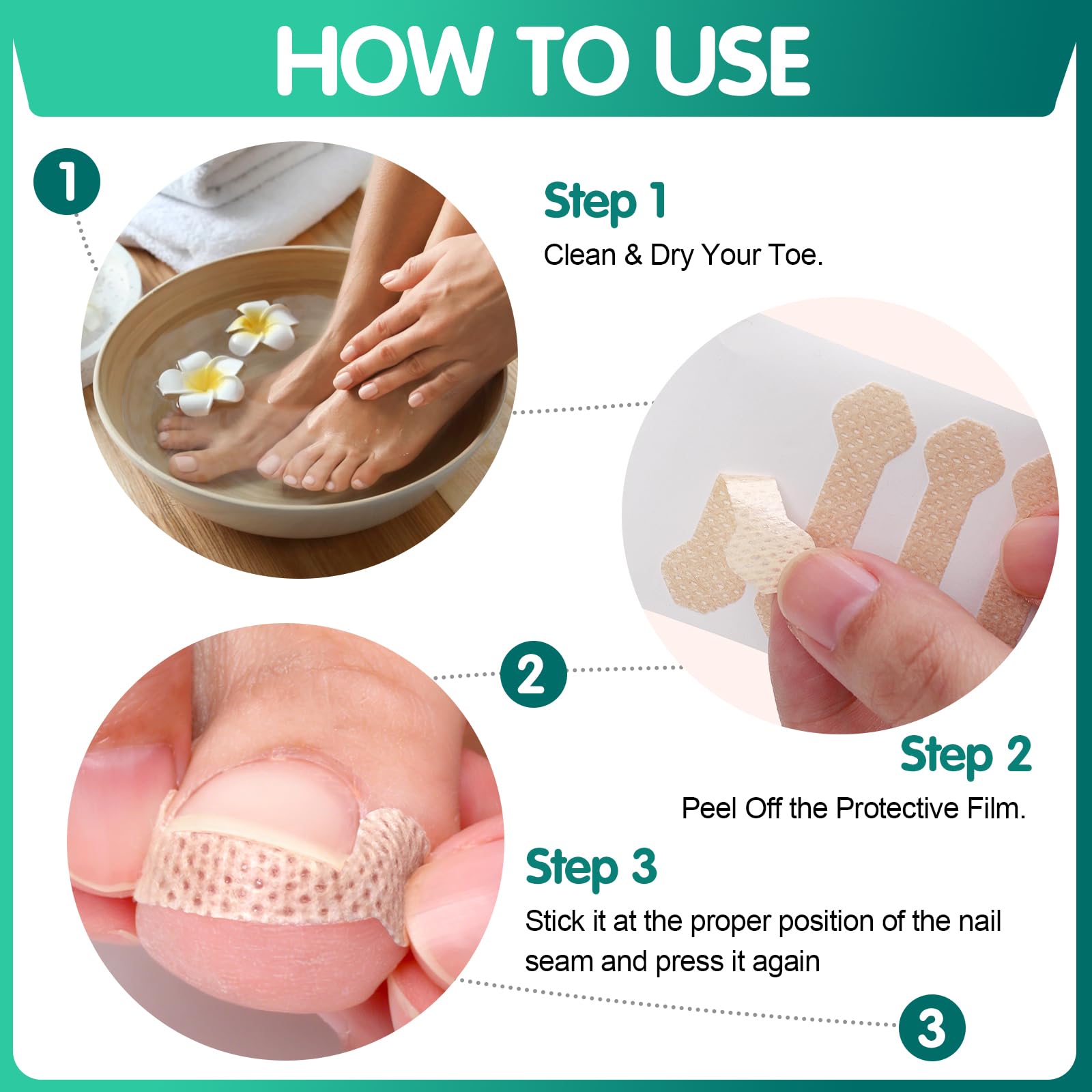 ToeRelix – paquet de 60 bandes pour une routine régulière de soin des pieds.