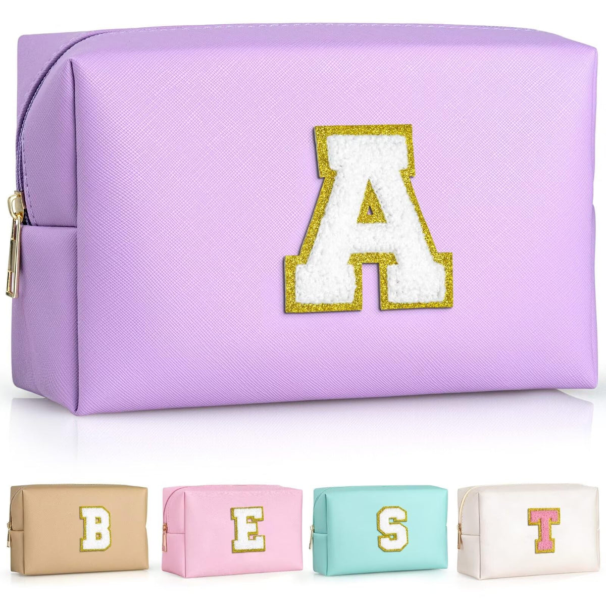 TOPEAST sac maquillage initiales violet, rangement élégant et personnalisé pour les déplacements.