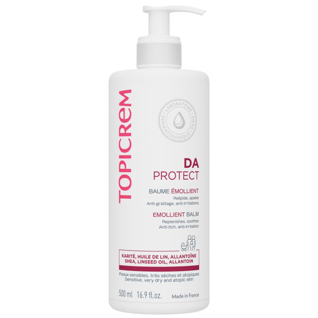 Topicrem Baume émollient peau atopique en flacon 500 ml, hydratation durable.