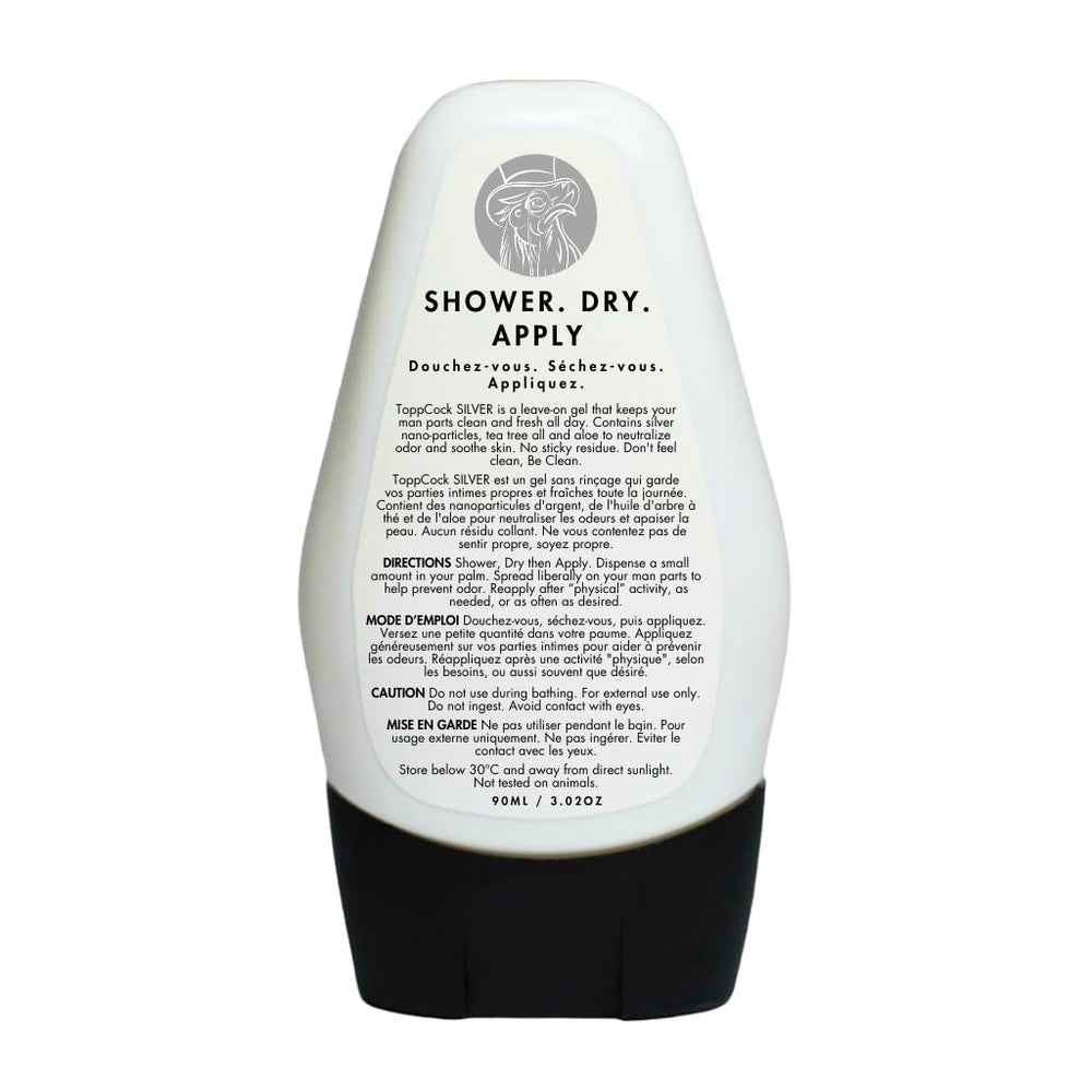 ToppCock Gel Hygiène Argenté – application douce pour une utilisation quotidienne confortable.