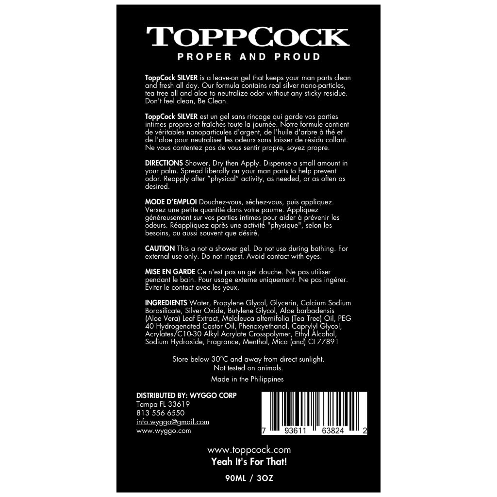 TOPPCOCK gel argenté apres rasage intime protège et apaise